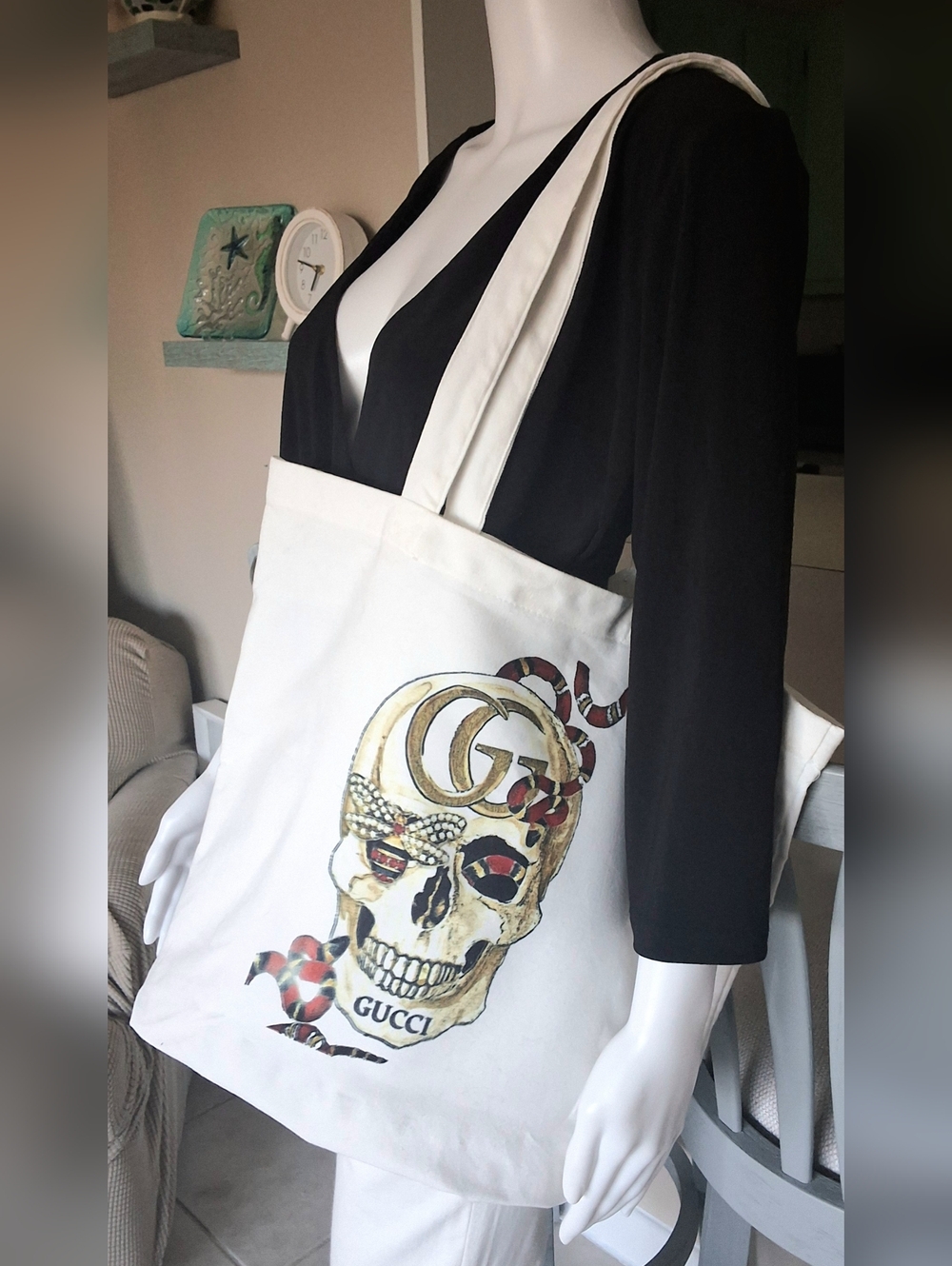 Artistic Skull Design Tote Bag - NWOT